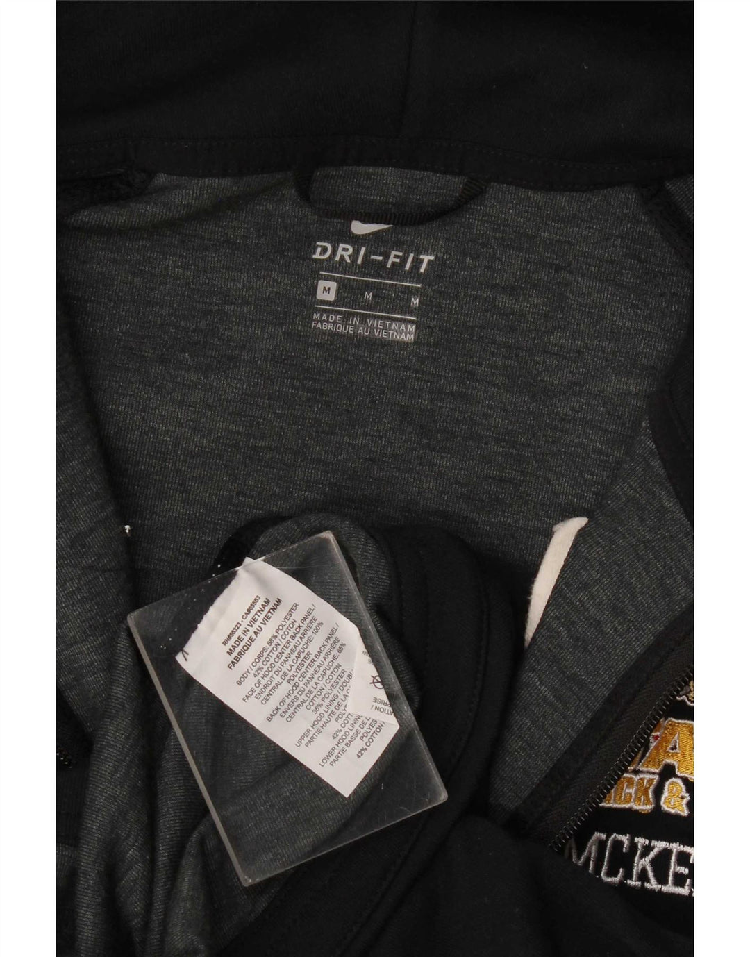 Felpa con cappuccio e zip grafica Nike Dri Fit da donna UK 12 poliestere nero medio