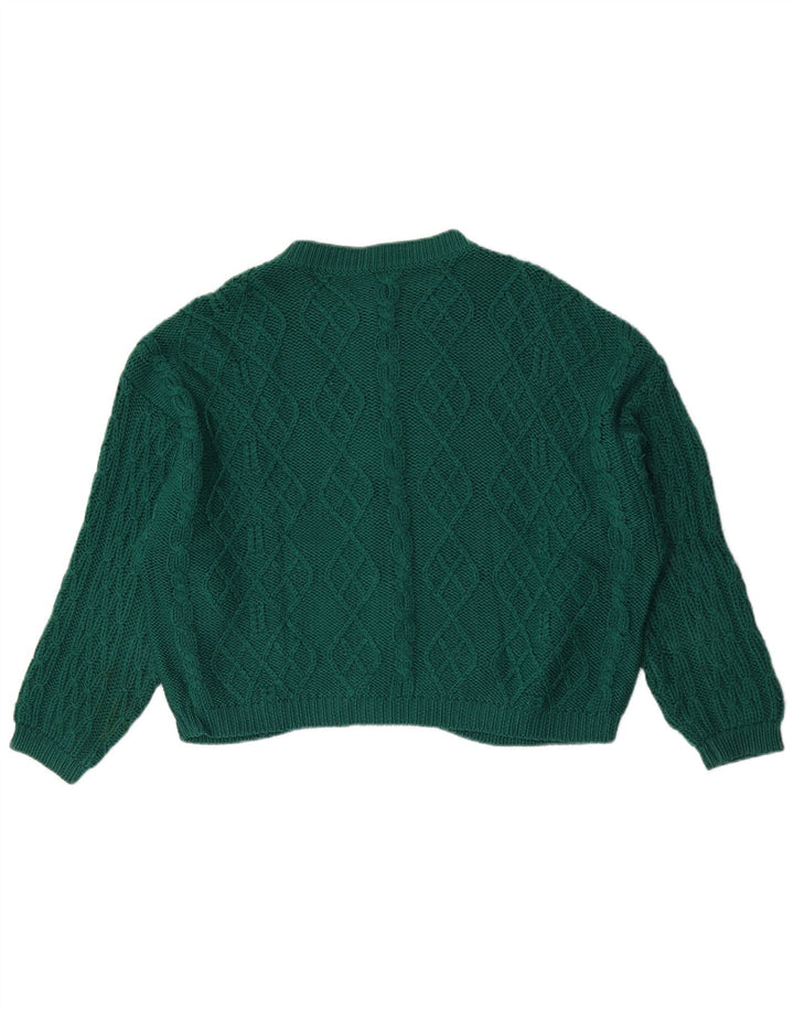 Maglione cardigan da donna Benetton UK 16 grande lana verde