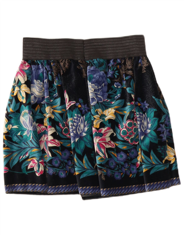 Gonna a pieghe vintage in velluto da donna W26 piccola multicolore