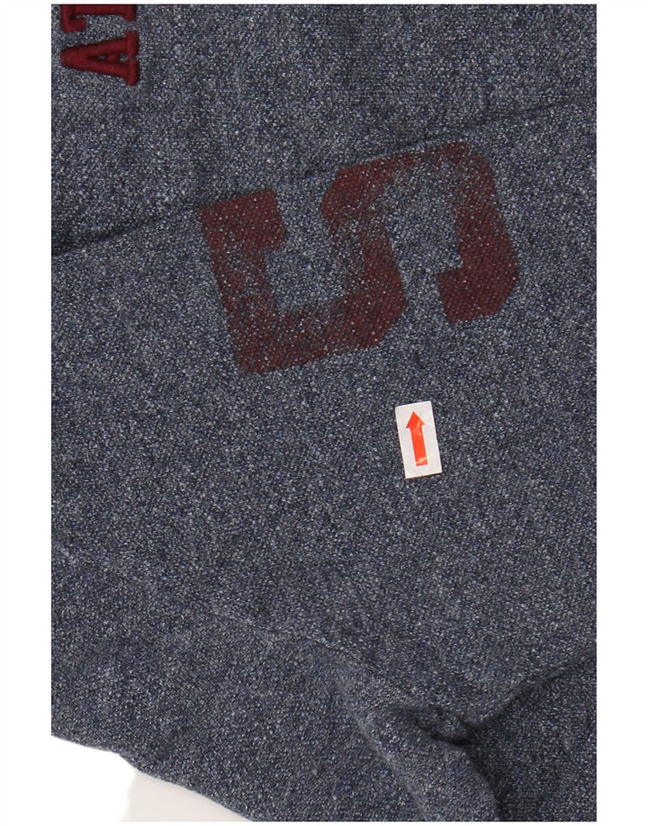 Polo da uomo a maniche lunghe con grafica SUPERDRY piccola in cotone blu navy