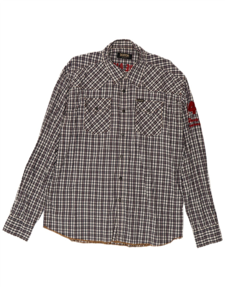 Camicia grafica da uomo Scotch & Soda 2XL cotone a quadri nero
