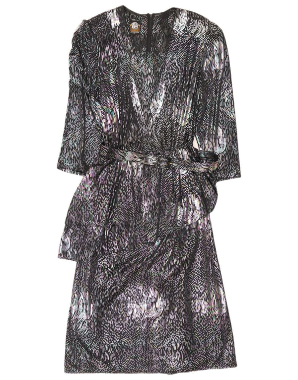 Abito peplo da donna con maniche a 3/4 Golden Gate UK 14 gessato nero medio