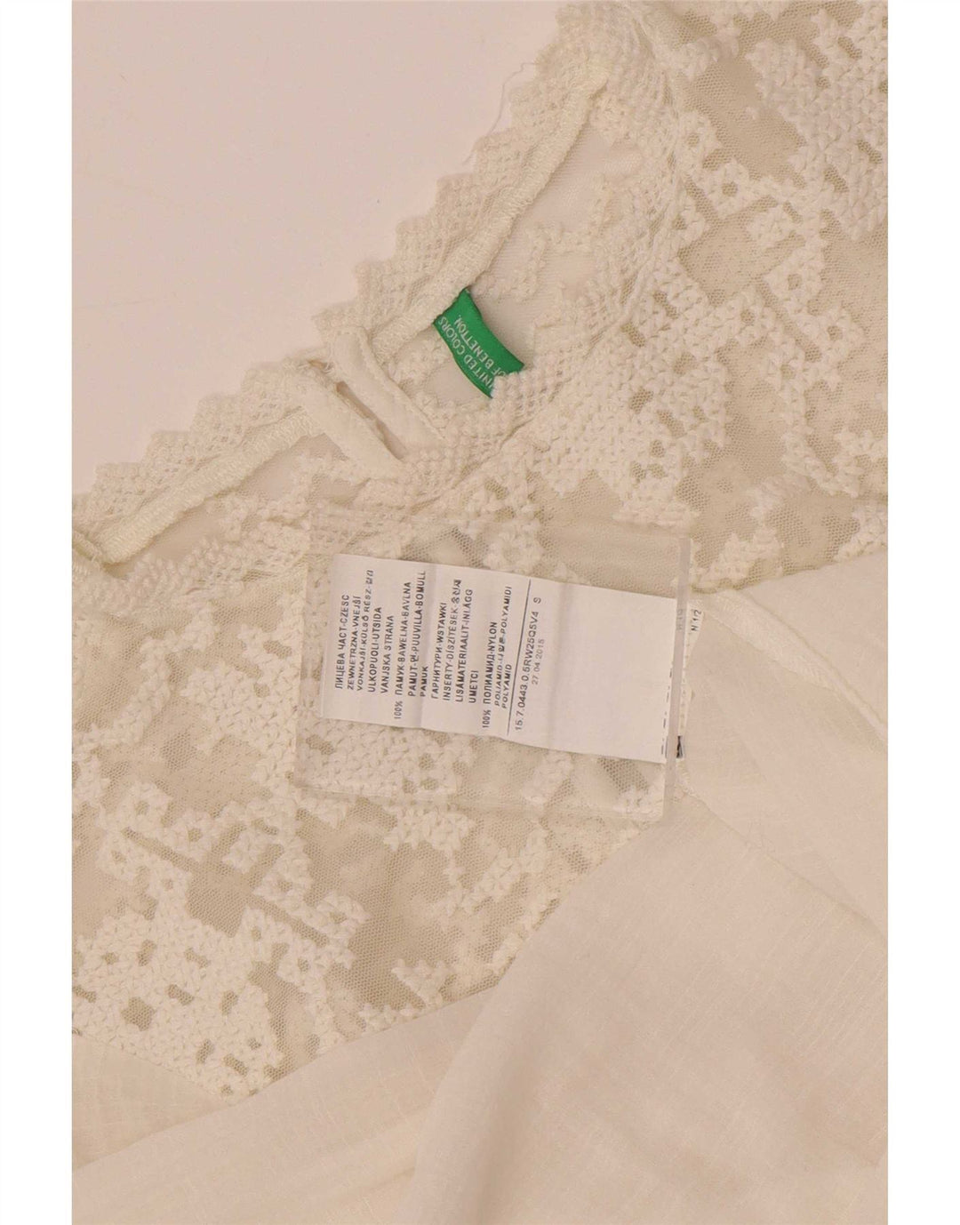 Camicetta a maniche lunghe da donna Benetton Top UK 10 Small Cotone bianco