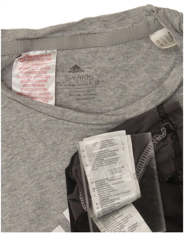 T-shirt grafica ADIDAS per ragazzi 15-16 anni in cotone color block grigio