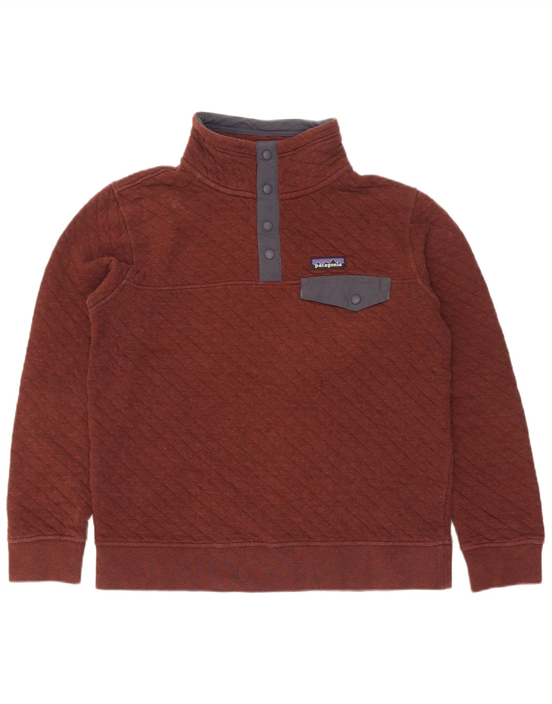 Patagonia Felpa da uomo con collo abbottonato, maglione piccolo in cotone marrone