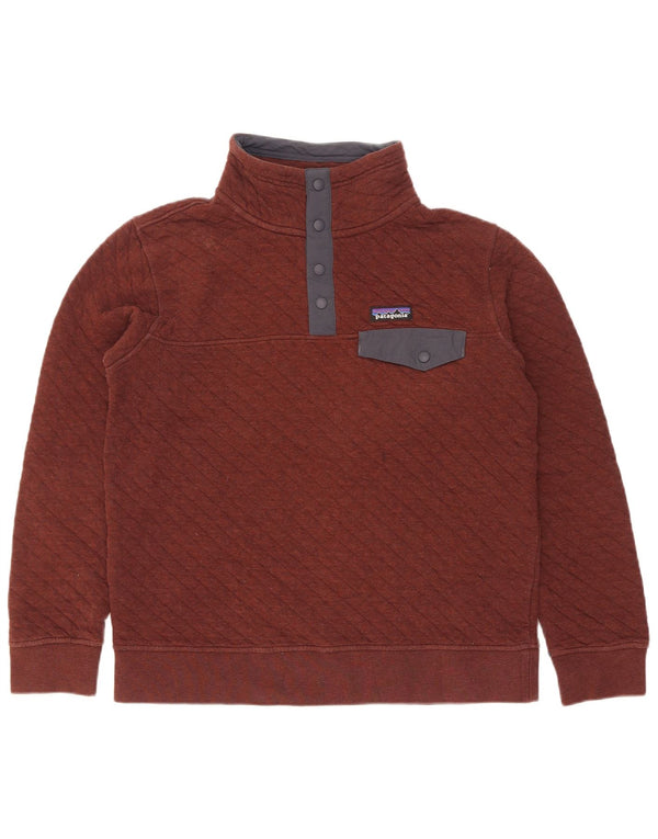 Patagonia Felpa da uomo con collo abbottonato, maglione piccolo in cotone marrone