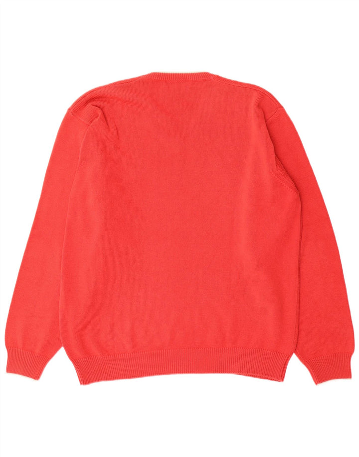 FRED PERRY Maglione da uomo con scollo a V in cotone rosso medio