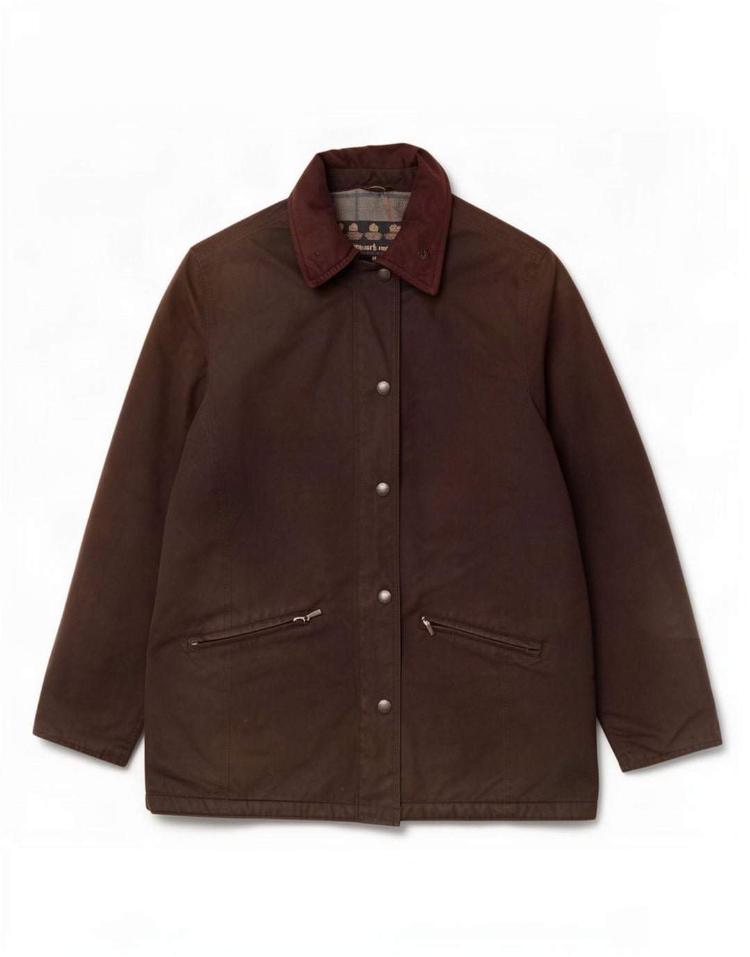Giacca da donna in cotone cerato Barbour UK 14 grande poliestere marrone