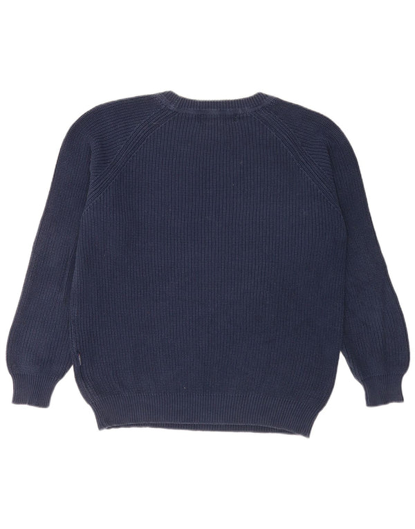 Maglione vintage da uomo con scollo a barca 2XL in cotone blu navy