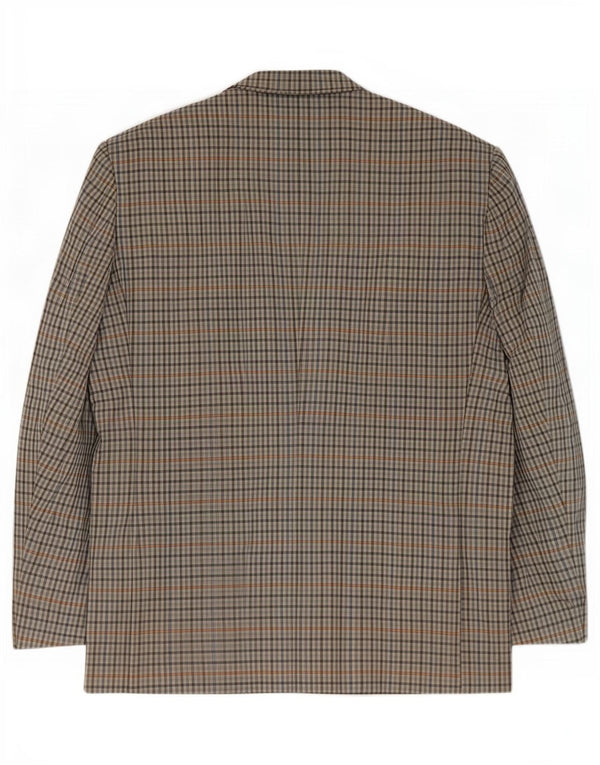 Giacca blazer da uomo a 2 bottoni Pierre Cardin UK 40 grande cotone a quadri grigi
