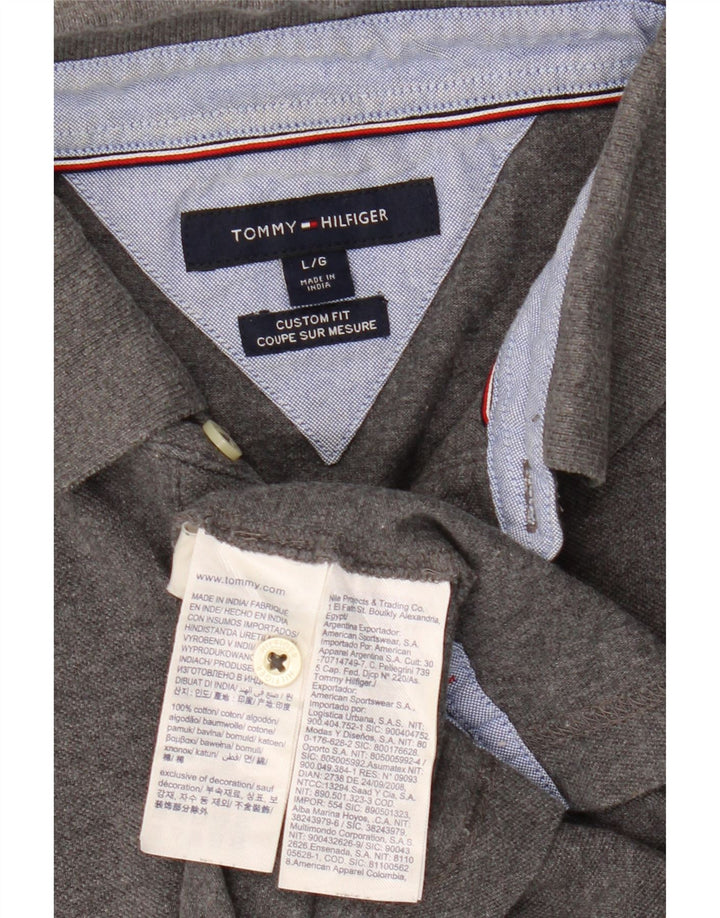 Polo da uomo Custom Fit Tommy Hilfiger grande in cotone grigio