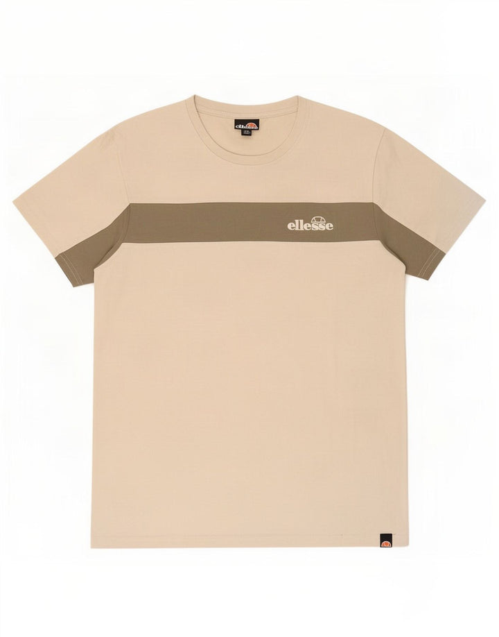 T-shirt da uomo Ellesse Top in cotone color block beige medio
