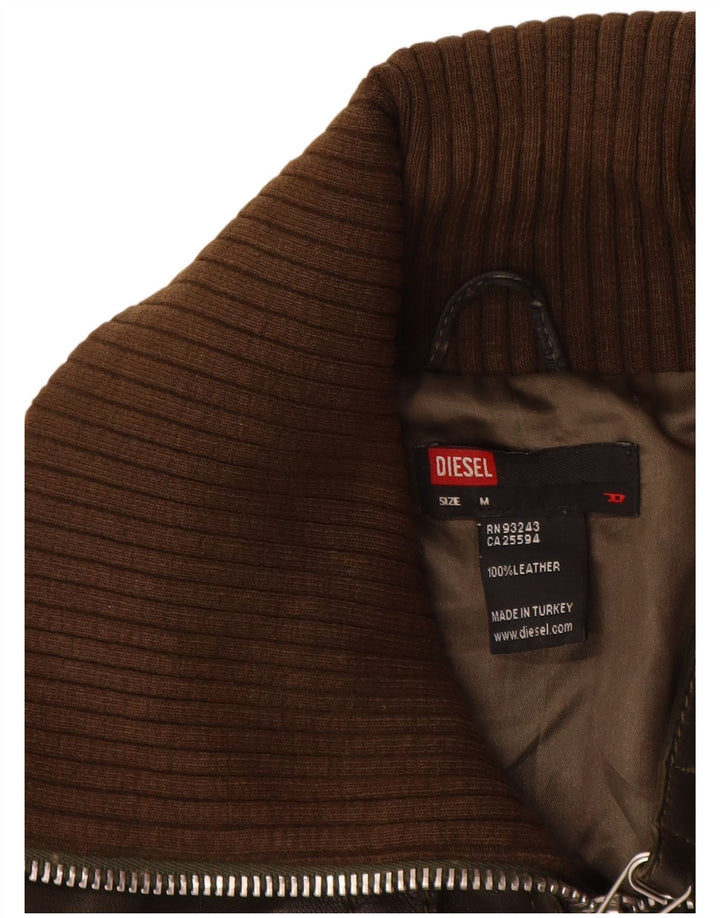 Giacca in pelle bomber da donna Diesel UK 12 Pelle marrone medio