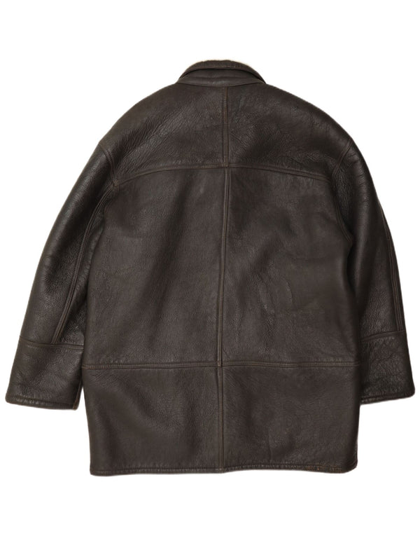 Giacca in shearling vintage da uomo taglia 52 XL marrone