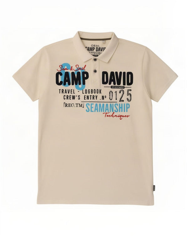 Camp David Mens Graphic Polo Shirt 3XL White Cotton