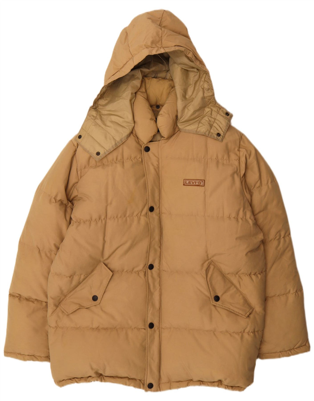 Giacca imbottita con cappuccio da uomo Levi's UK 40 Large Beige Nylon