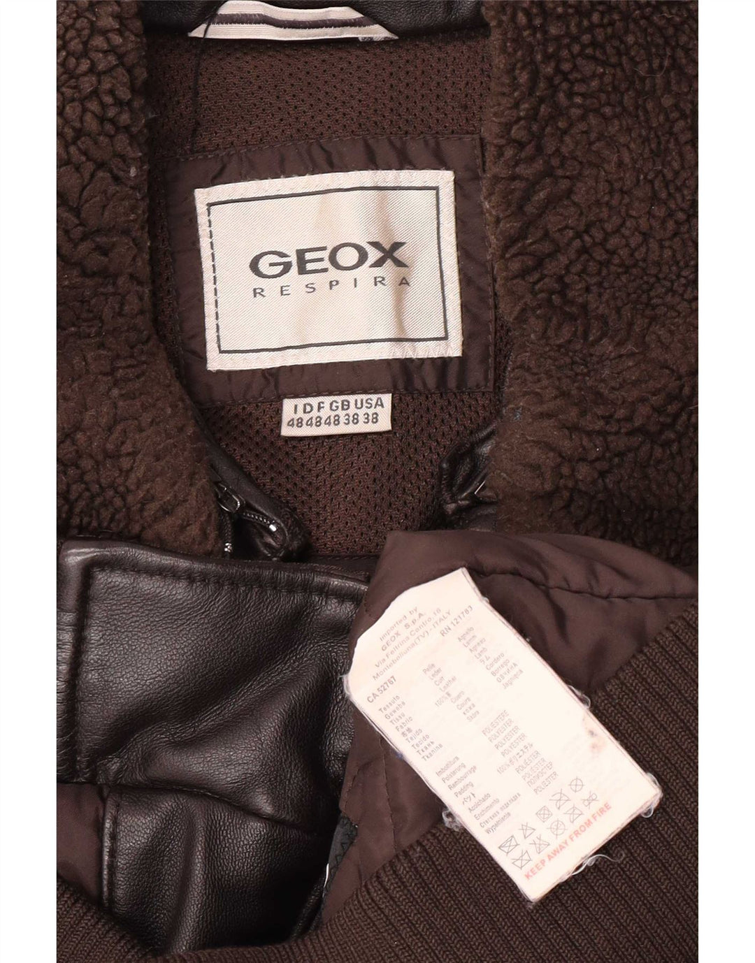 Giacca in pelle bomber da uomo Geox UK 38 Marrone medio