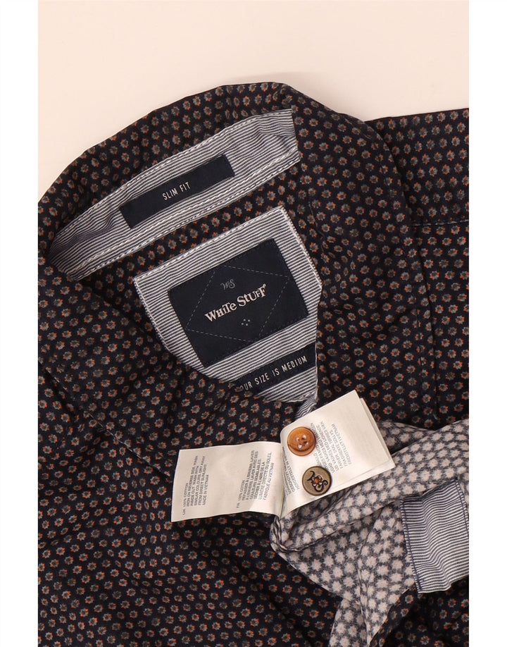 WHITE STUFF Camicia slim fit da uomo a maniche corte blu navy medio maculato