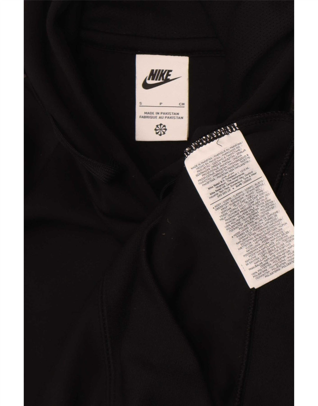 Nike Womens Graphic Hoodie Jumper UK 10 Small Black Polyester