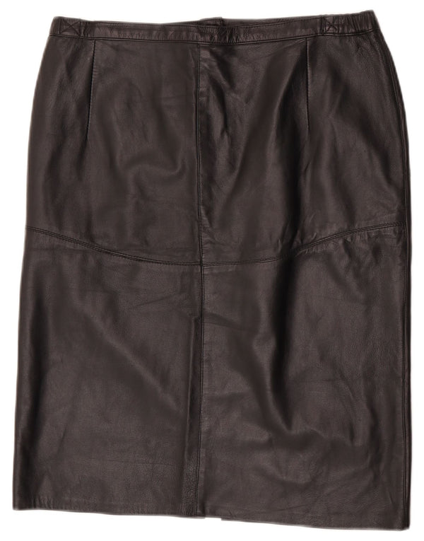 Gonna in pelle vintage da donna W34 grande nera