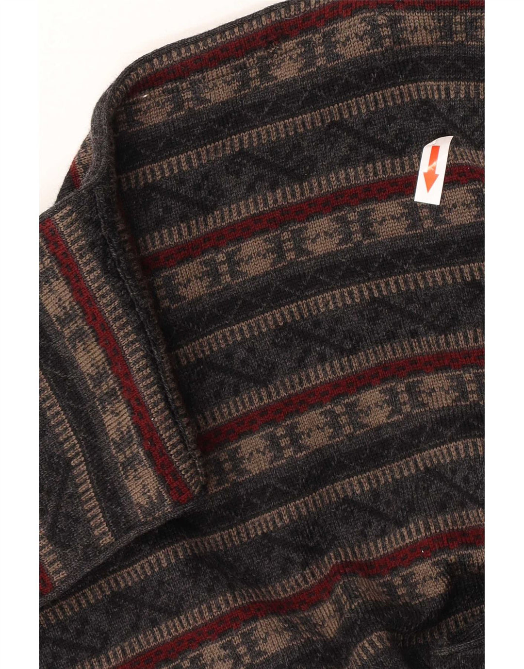 Gilet vintage da uomo lavorato a maglia in lana vergine Fair Isle grigio medio