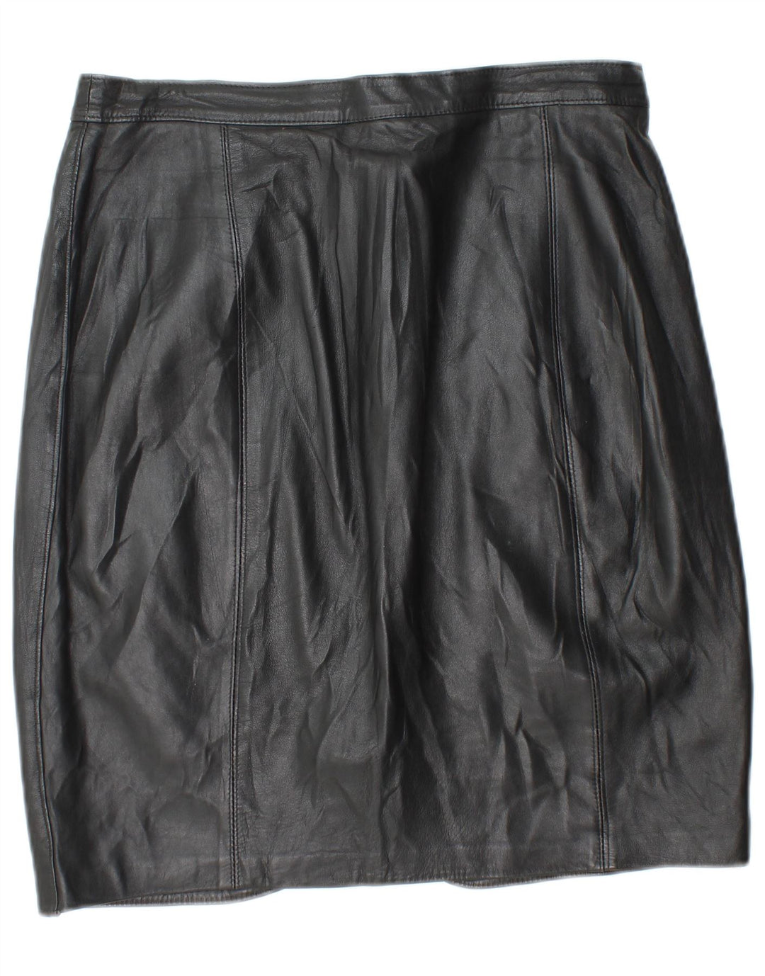 Gonna in pelle vintage da donna IT 50 XL W32 in pelle nera