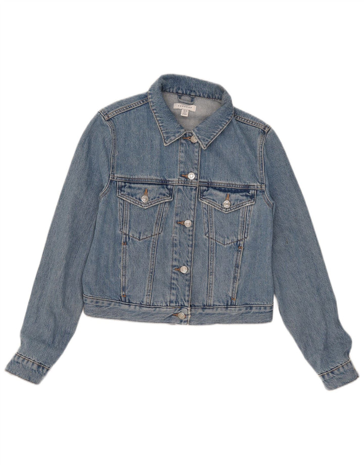 Giacca in denim corto da donna Topshop UK 10 piccolo cotone blu