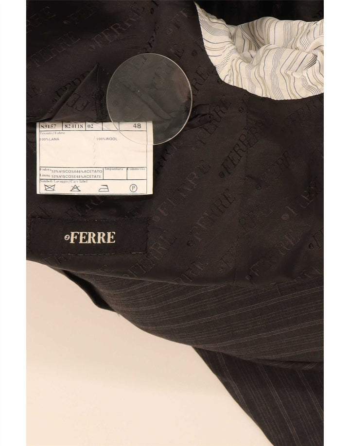 Giacca Blazer da Uomo a 3 Bottoni Ferre IT 48 Viscosa Gessata Grigio Medio