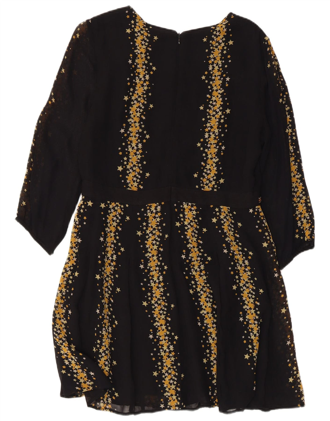 MONSOON Abito da donna a trapezio con maniche a 3/4 con motivo astratto UK 12 Medio Nero