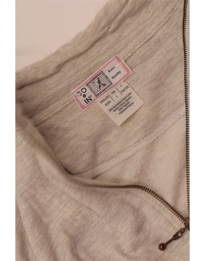 Felpa vintage da uomo con collo con zip, maglione grande, cotone grigio