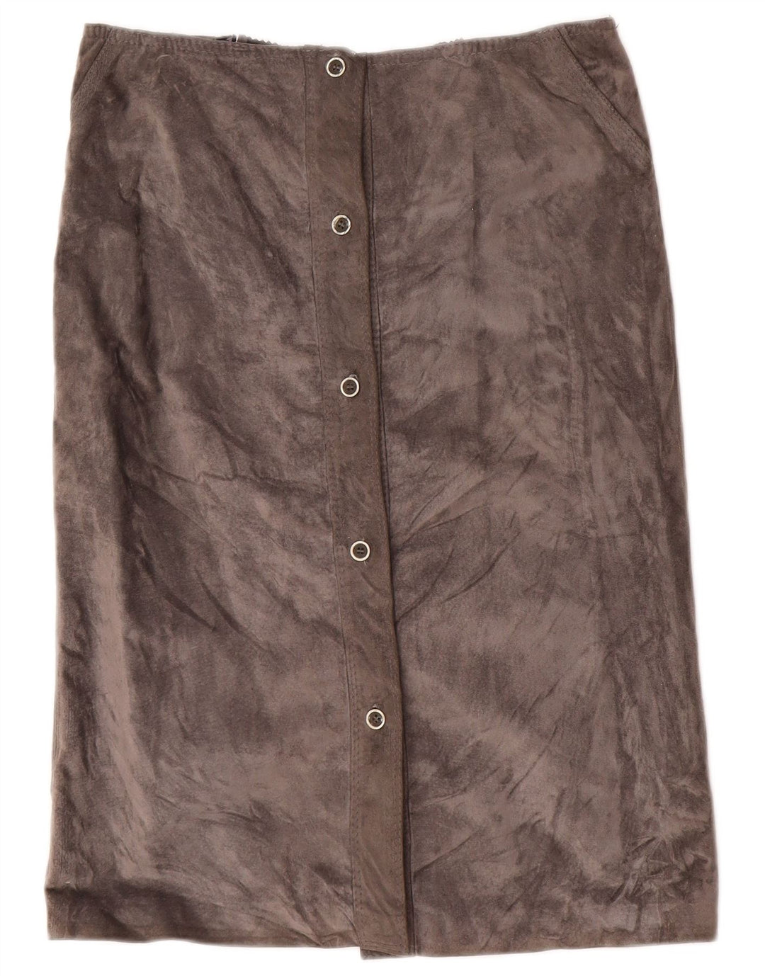 Gonna dritta vintage da donna in pelle scamosciata IT 46 grande W30 grigia
