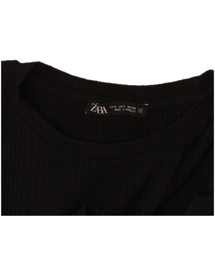 Top corto a maniche lunghe da donna Zara UK 10 piccolo nero