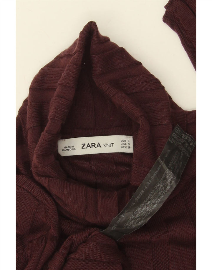 Top Zara da donna con collo alto e camicetta UK 10 piccolo in Lyocell bordeaux
