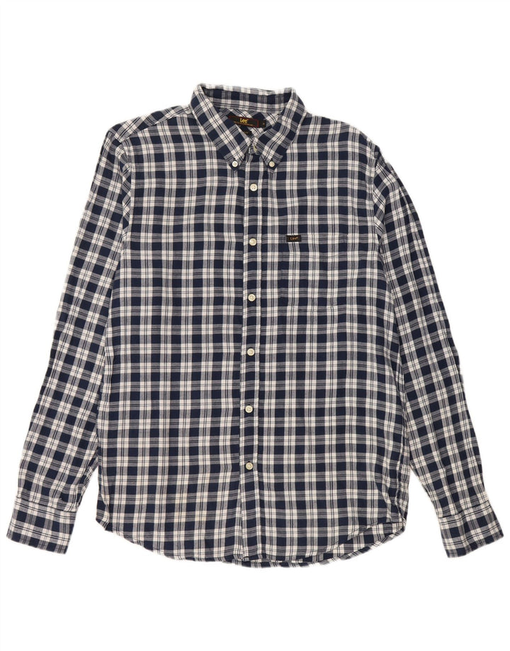 Camicia Lee da uomo in flanella dalla vestibilità regolare, cotone a quadri blu navy medio