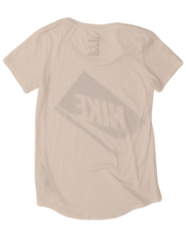 T-shirt grafica oversize da donna Nike UK 6 XS poliestere bianco