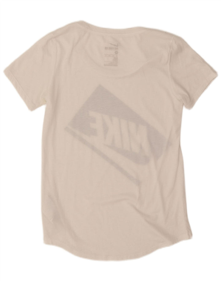 T-shirt grafica oversize da donna Nike UK 6 XS poliestere bianco
