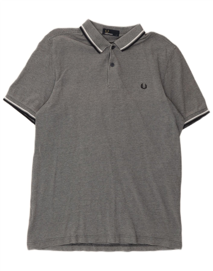 Polo da uomo Fred Perry grande in cotone grigio
