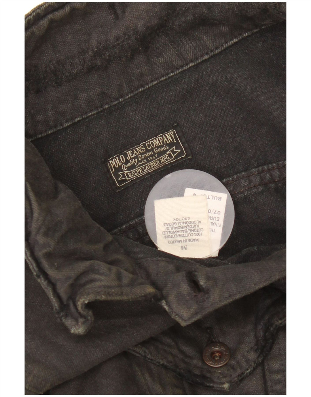 Polo Ralph Lauren Giacca in denim corto invecchiato da donna UK 14 medio nero