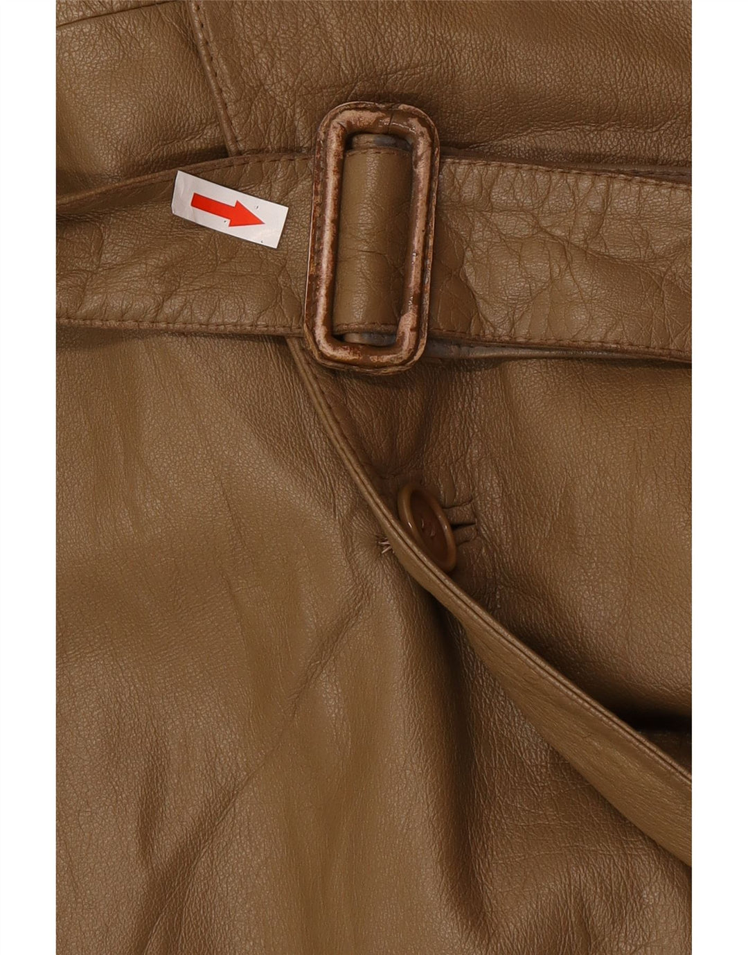 Trench da uomo vintage in pelle IT 46 piccolo in pelle marrone