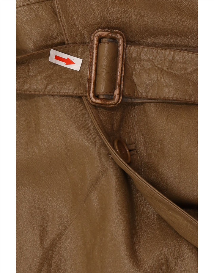 Trench da uomo vintage in pelle IT 46 piccolo in pelle marrone