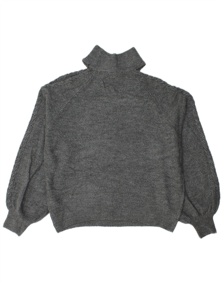 Maglione maglione da donna con collo alto Lipsy UK 16 grande poliestere grigio
