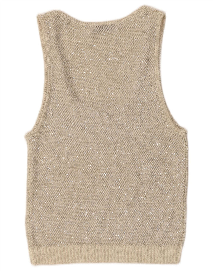 Canotta in maglia da donna Zara UK 12 Poliestere grigio medio