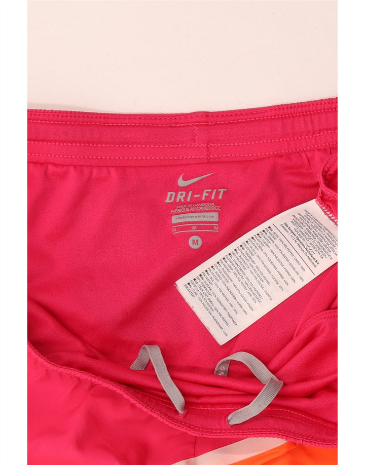 Pantaloncini sportivi Nike da donna Dri Fit UK 14 poliestere color block rosa medio