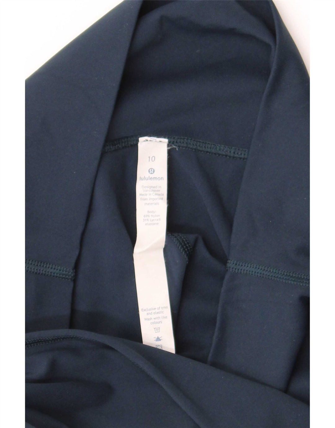 Leggings Capri da donna Lululemon US 10 Large in nylon blu navy