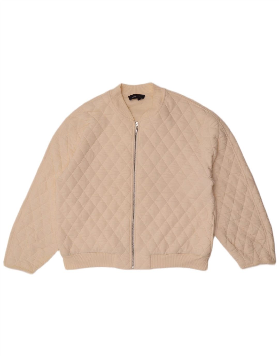 Giacca trapuntata oversize da donna Marks & Spencer UK 12 media bianco sporco