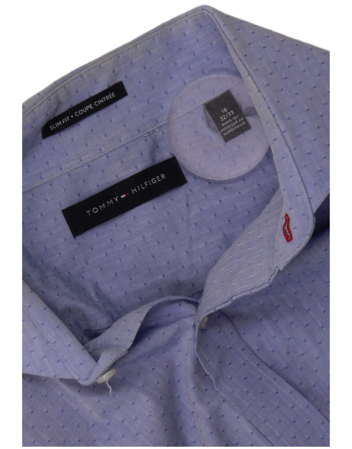 Camicia slim fit da uomo Tommy Hilfiger taglia 16 grande blu geometrico