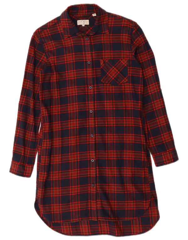 Abito camicia oversize da donna Jack Wills UK 6 XS cotone a quadri blu navy