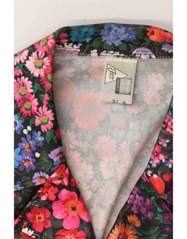 Giacca blazer vintage da donna a 3 bottoni UK 14 medio multicolore floreale