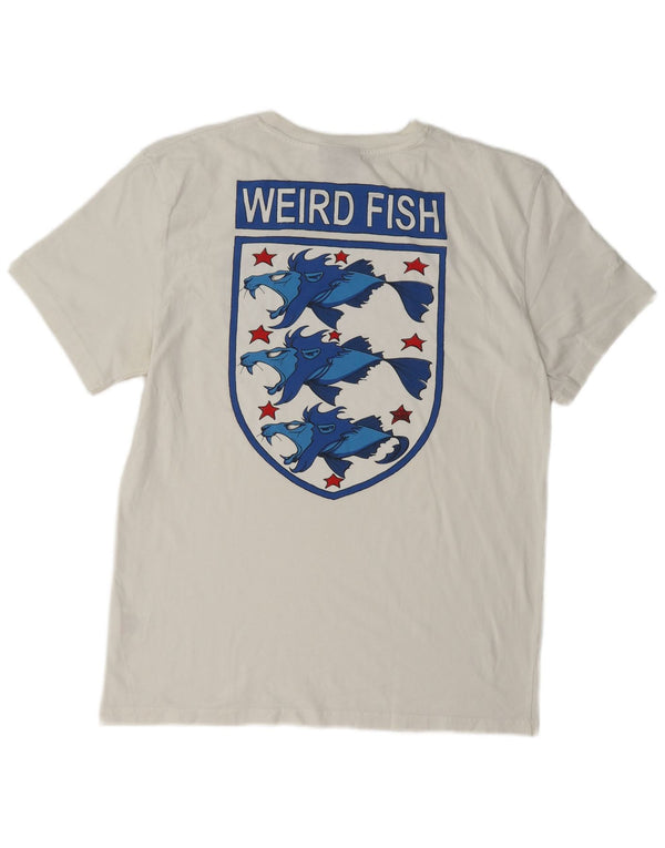T-shirt grafica da uomo Weird Fish Top grande in cotone bianco