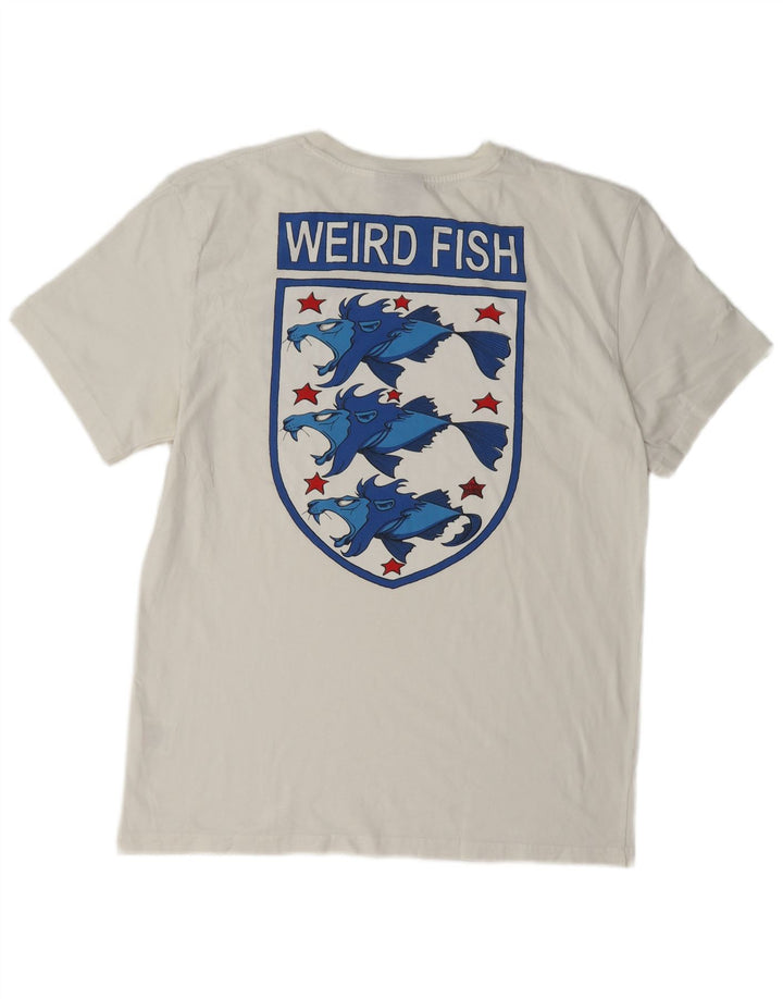 T-shirt grafica da uomo Weird Fish Top grande in cotone bianco